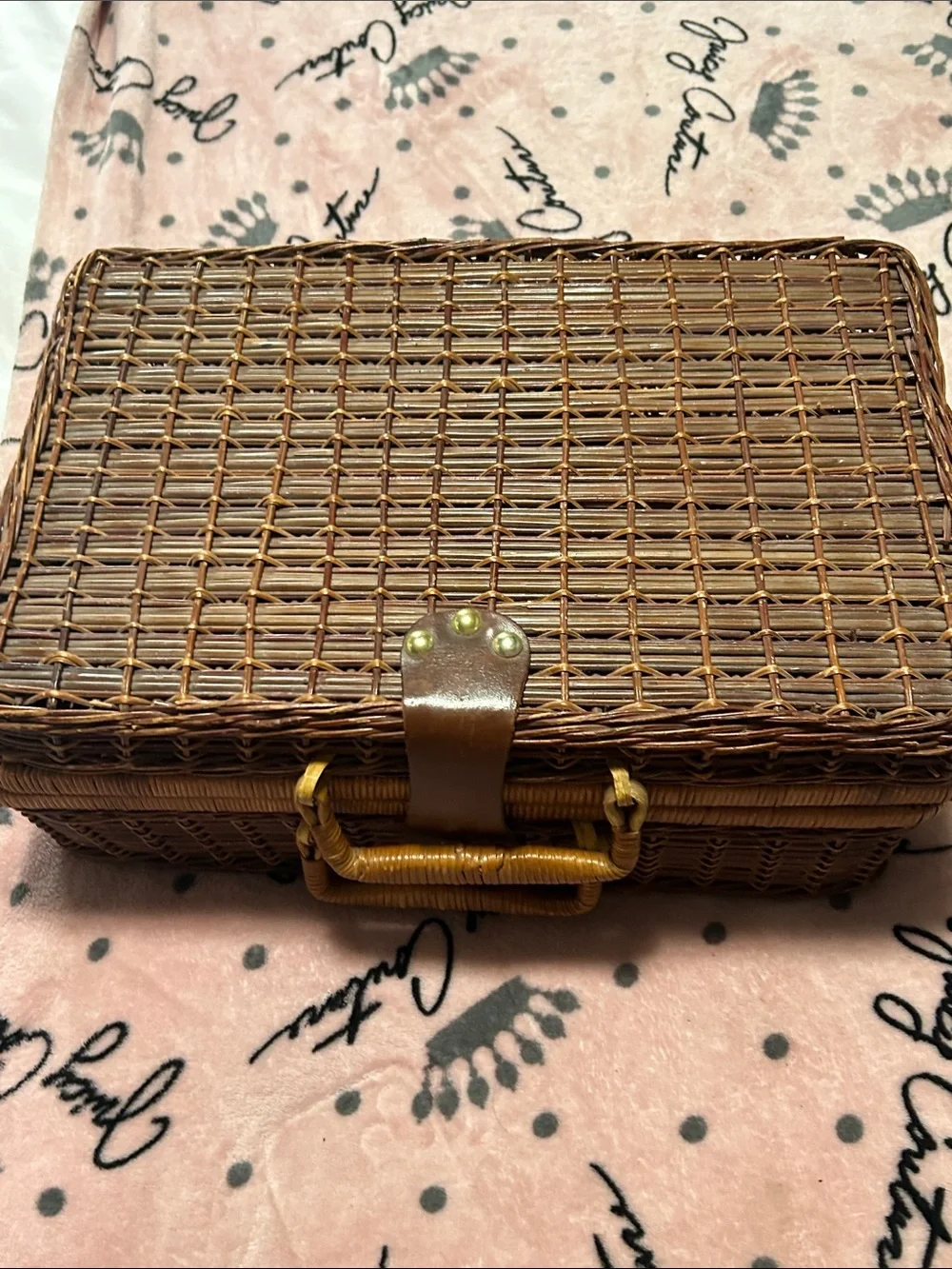 Wicker Storage Basket with Handle - Brown